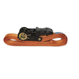 [326246] SANGLE PES AVEC TENDEUR A CLIQUET ORANGE 350KG 25MM L5M