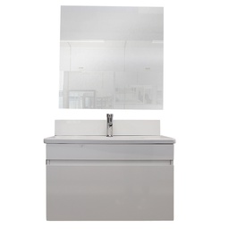 [210474] MEUBLE  SUSPENDU BLANC THIBAULT 800*460*500 AVEC VASQUE  MIROIR: 800*100*800 ET TABLETTE
