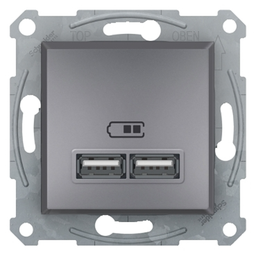 [326706] APPAREILLAGE ASFORA USB CHARGER 2,1A STEEL