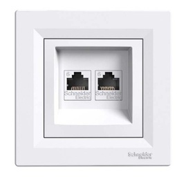 [326715] APPAREILLAGE ASFORA DOUBLE RJ45 OUTLET CAT. 6E UTP IP20 WHITE