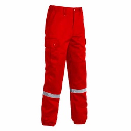 [326917] PANTALON ROUGE AVEC BANDE EN TISSU DRILL 100% COTON TXXL