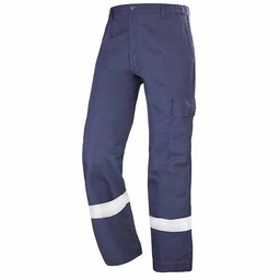 [326925] PANTALON BLEU AVEC BANDE EN TISSU DRILL 100% COTON TS