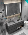 [210750] MEUBLE SALLE DE BAIN 1200x470x500 AVEC MIROIR D'ECLAIRAGE A ECRAN TACTILE LED 1180x130x700 GRIS NOIR