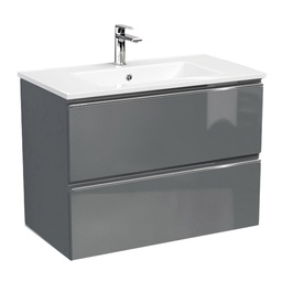 [210865] Meuble salle de bain thais 80 avec lavabo gris brillant bord courbe