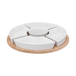 [152930] SET APERITIF BAMBOU WH ROND 6P