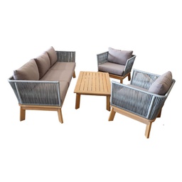 [442366] Rosario set salon 3pcs avec coussin scatteur sangle tissee + table cafe 1100x650x340mm