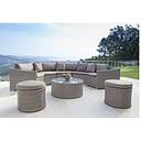[40249] ENSEMBLE DETENTE 8 PIECES CROCUS - 3 FAUTEUILS DEMI ROND+ 2 POUFS +COUSSIN D50CM+ 2 FAUTEUILS AVEC ACCOUDOIRS+1 TABLE BASSE D80CM CROCUS