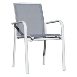 [40208] FAUTEUIL EMPILABLE CAPUCINE GRIS-BLANC