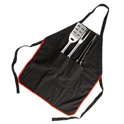 [40135] LOT TABLIER ET 3 ACCESSOIRES EN ACIER INOXYDABLE