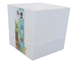 [40283] POT CARRE 25 CM AQUADUO BLANC IVOIRE