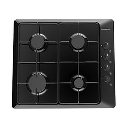 [20137] TABLE DE CUISSON GAZ EMAIL 60CM MANETTES LATERALES 4 BRULEURS NOIR
