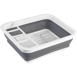 [21680] EGOUTTOIR A VAISSELLE PLIABLE BLANC/GRIS