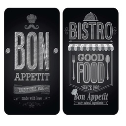 [21696] PLAQUE PROTECTION EN VERRE BON APPETIT 2 PIECES