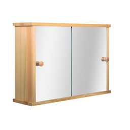 [21732] MODANE ARMOIRE MDF PLAQUE PIN NATUREL 2 PORTES MIROIR