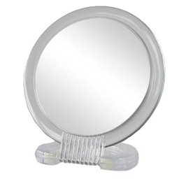 [21892] MIROIR A POSER ROND AVEC SUPPORT PLEXI BLANC X2 D.12