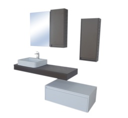 [22020] MEUBLE ELORA DE 80 1/C AVEC MIROIR 110 X70 ET VASQUE