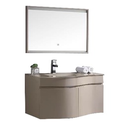 [25042] MEUBLE SIMPLE VASQUE SUSPENDU TAUPE AVEC MIROIR LED 1000*500*500MM