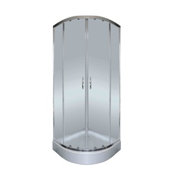 [24647] CABINE DE DOUCHE SIMPLE ANGLE CHROME 800X800X2000MM AVEC RECEVEUR 15CM ET BONDE