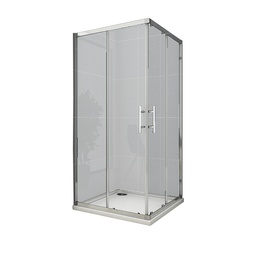 [22824] CABINE DE DOUCHE SIMPLE CARRE CHROME 900X900X2000MM AVEC RECEVEUR 15CM ET BONDE