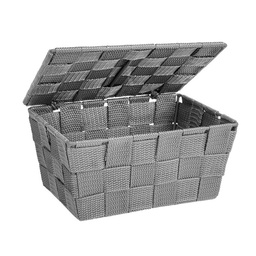 [22879] CORBEILLE SALLE DE BAIN AVEC COUVERCLE ADRIA GRIS