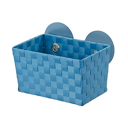 [23204] ETAGERE A VENTOUSE EN TISSU BLEU PETROLE