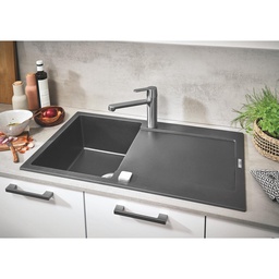 [21122] EVIER COMPOSITE K500 /1 BAC AVEC EGOUTTOIR 860X500MM GRIS GRANITE