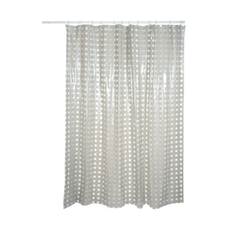 [24123] RIDEAU DE DOUCHE PVC 180X200 TAUPE/RONDS