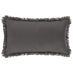 [10013] COUSSIN FRANGE GRIS FONCE 30X50