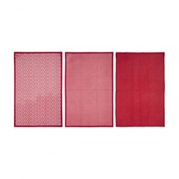 [10232] TORCHON COTON IMPRIME ROUGE 45X70 X3