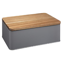 [10389] BOITE METAL+ACACIA RECTANGLE GRIS 19X13
