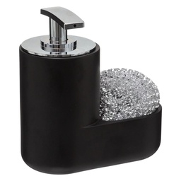 [10453] DISTRIBUTEUR SAVON + EPONGE NOIR MAT