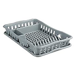 [10459] EGOUTTOIR PLASTIQUE GRIS+PLAT 12ASSIETTES