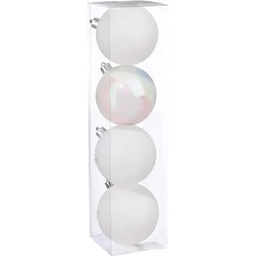 [14471] BOULE DE NOEL 80MM X 4 BLANC