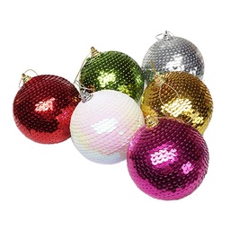 [10652] BOULE DE NOEL TORSADE FOUR SEQUIN 8CM