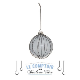 [10666] BOULE DE NOEL VERRE 70MM FUME COULEE