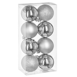 [10685] BOULE DE NOEL 70MM X8 ARGENT