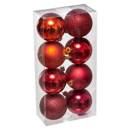 [10689] BOULE DE NOEL 70MM X8 CERISE