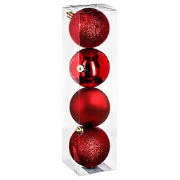 [10690] BOULE DE NOEL 80MM X4 ROUGE