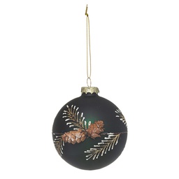 [10708] BOULE DE NOEL VERRE 80MM POMME PIN 2ASS