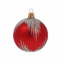 [10714] BOULE DE NOEL VERRE 70MM GRIS ROUGE 2ASS
