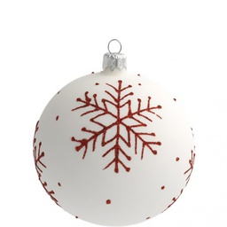 [10716] BOULE DE NOEL VERRE 90MM FLOCON 3ASS