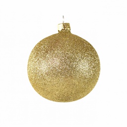 [10721] BOULE DE NOEL VERRE 80MM JN PAILLETTE ROUGE