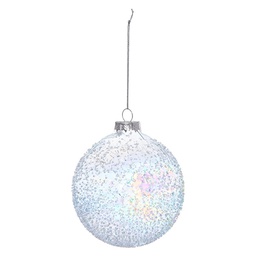 [10725] BOULE DE NOEL VERRE 80MM COULEUR IRISE 2ASS