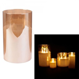 [10729] BOUGIE LED VERRE AMBRE 25X15CM