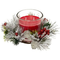 [10813] BOUGIE CENTRE DE TABLE PM ROUGE FEUILLES 210G