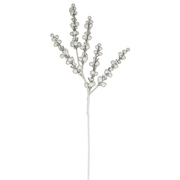 [10819] BRANCHE PLF BOULES GIVRE H52CM BLANC