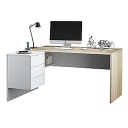 [10839] BUREAU / CONSOLE EXTENSIBLE CHENE CANADIEN ET BLANC ARTIC