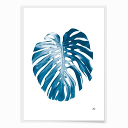 [10850] TOILE IMPRIME FEUILLE BLEU 40X50X2.5CM