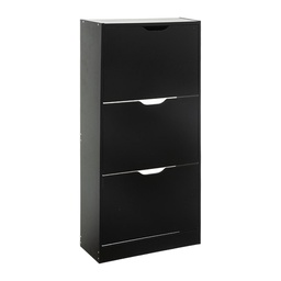 [15457] RANGE CHAUSSURE BOIS 3 TIROIRS NOIR