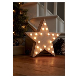 [11510] SUJET DE NOEL BOIS SAPIN/ETOILE LED